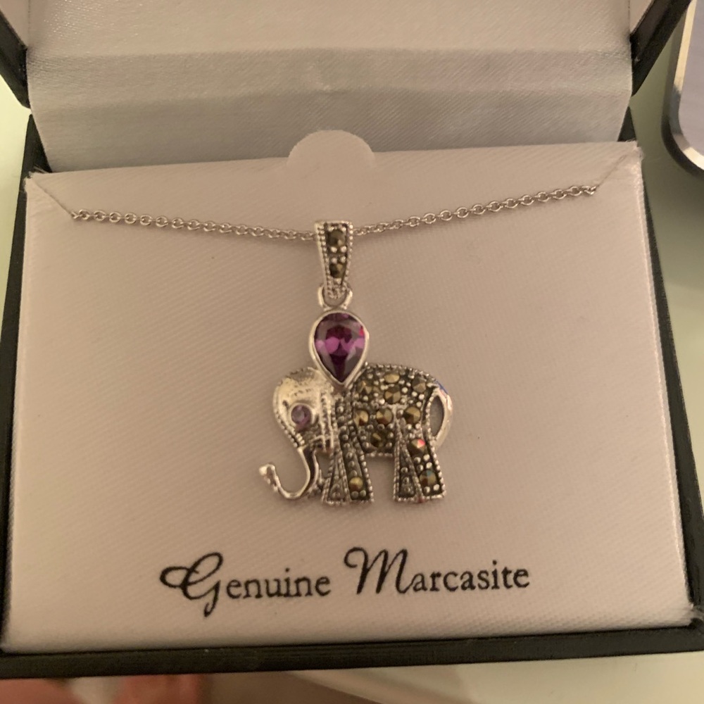 Genuine Marcasite elephant necklace